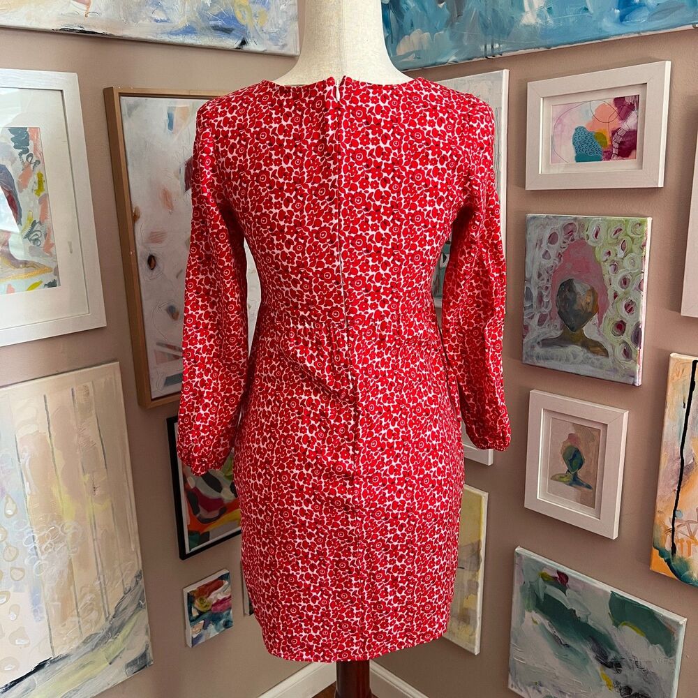 Boden Serena Floral Long Sleeve Petite Dress 2P Cottagecore Cherry Red Ditsy Pop - Picture 4 of 10